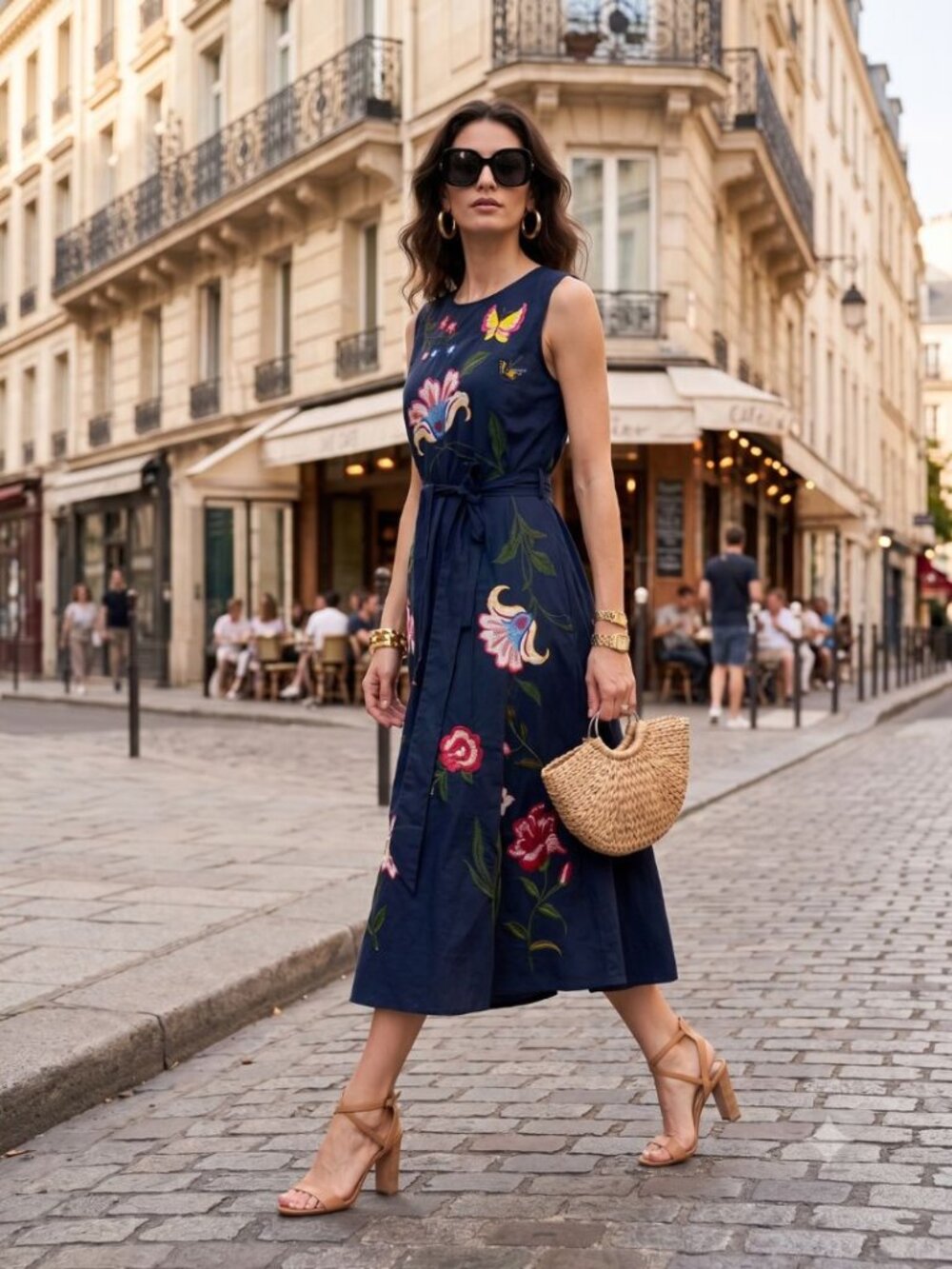 Fanm Mon Embroidered Cotton Midi Dress